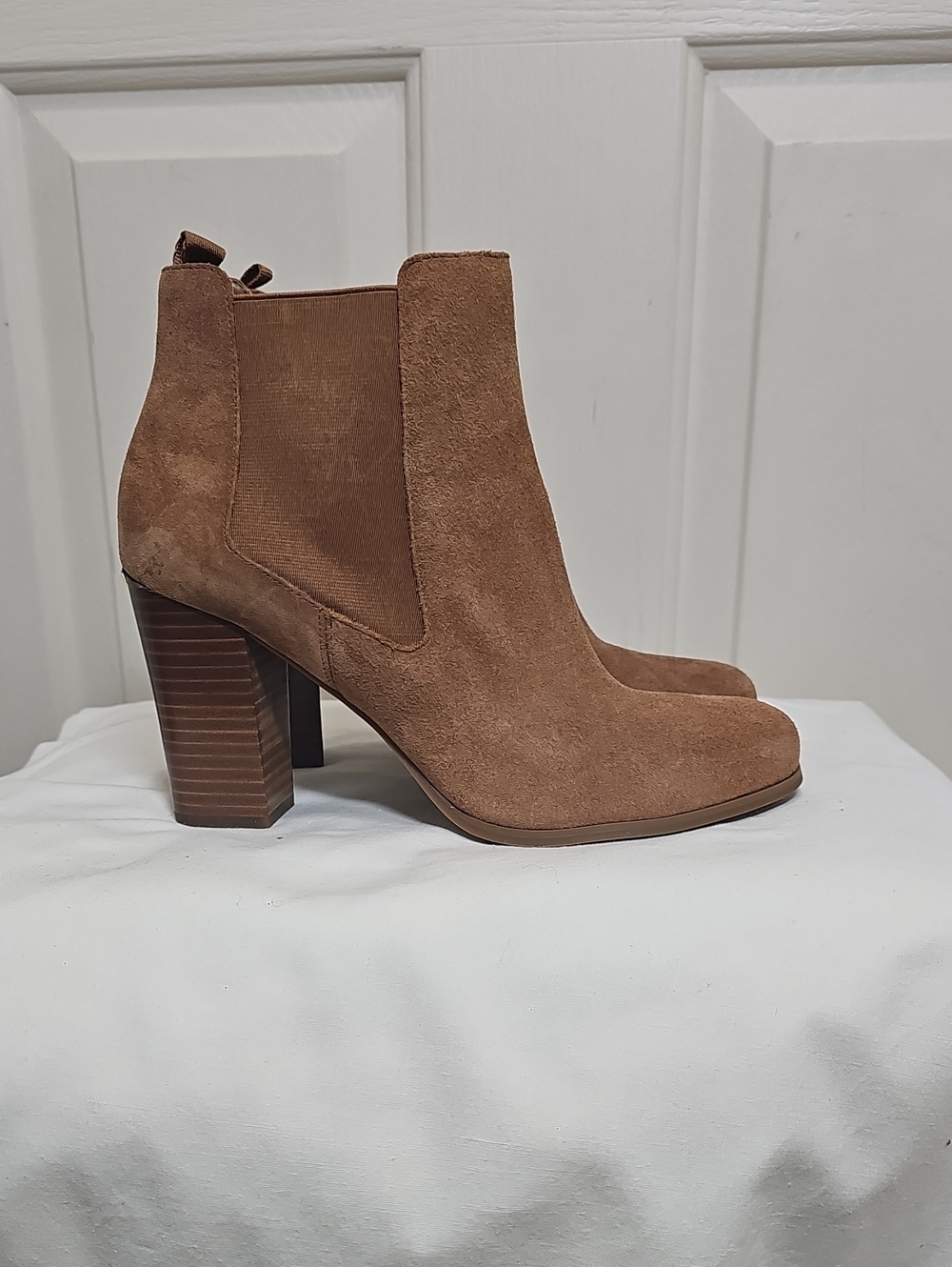 Michael Kors Lotti Suede Block Heel Ankle Booties - Brown